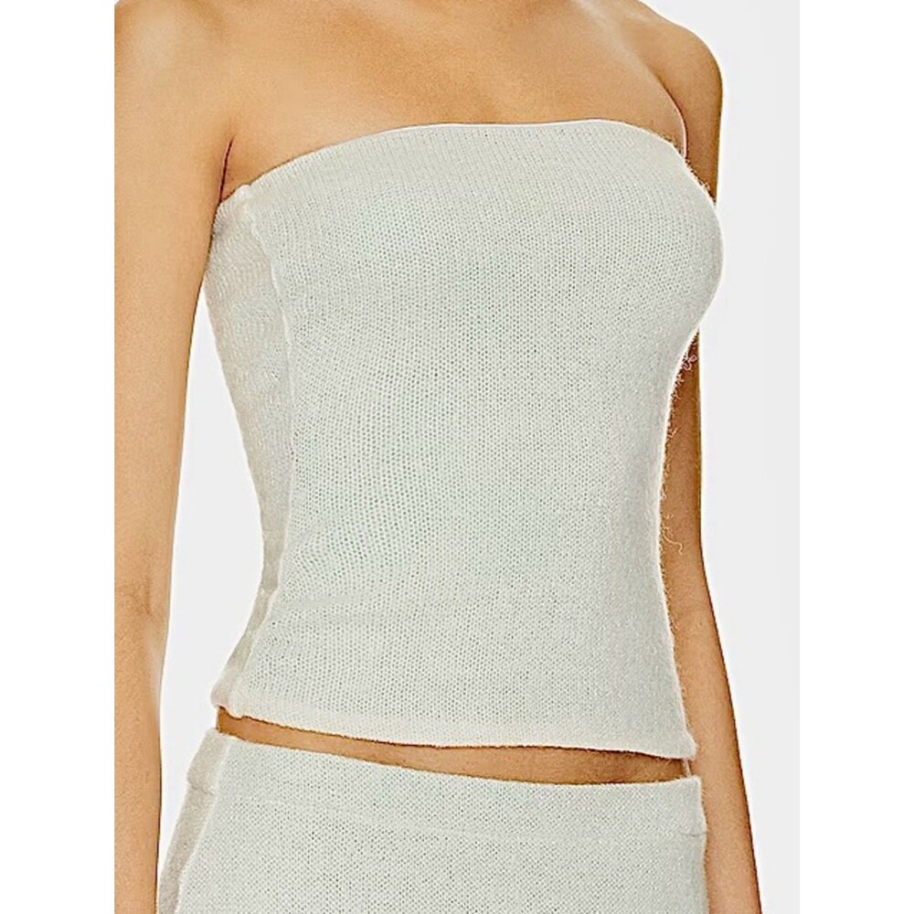 NWT Buci NYC Top White Knit Wool Blend Strapless Bandeau Tube size XS